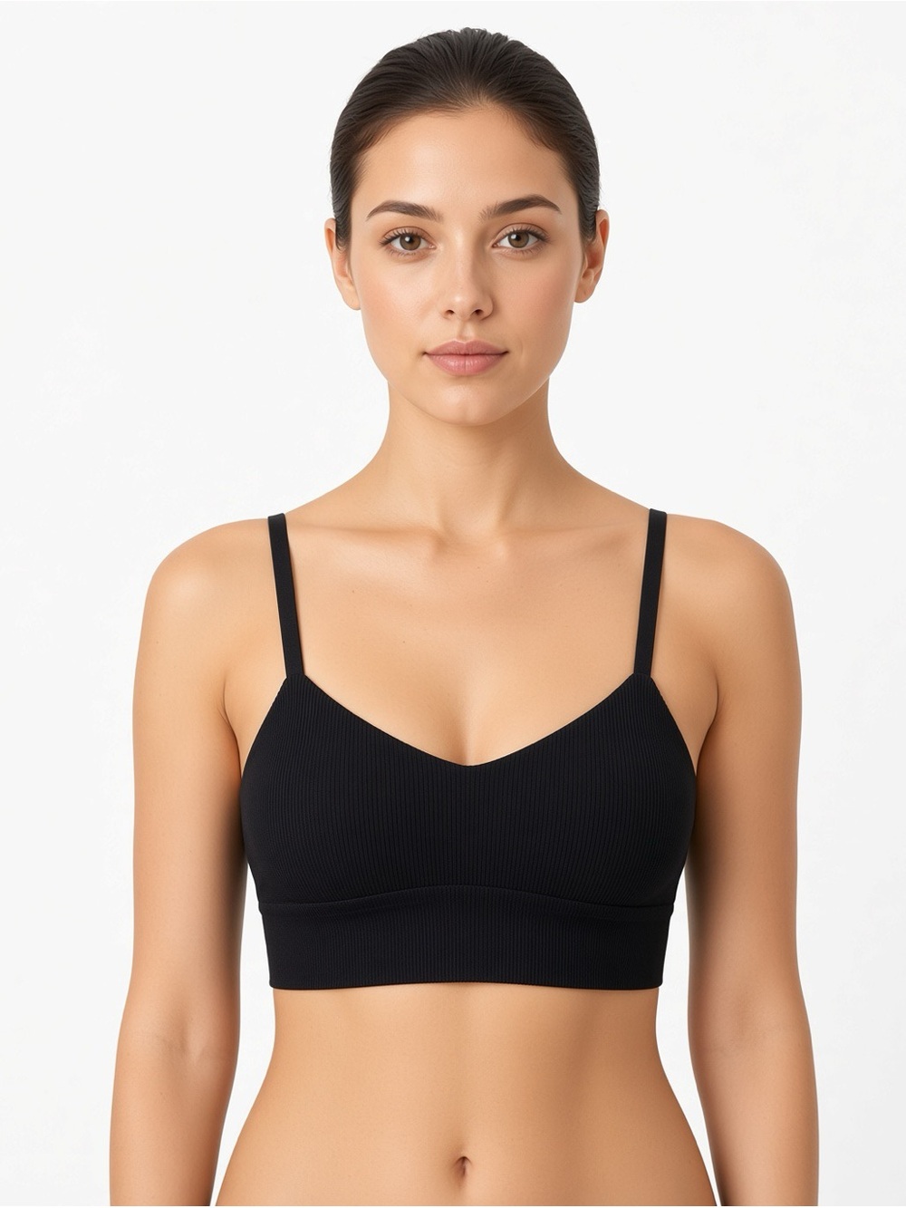 Athleta Ribbed V-Neck Bralette - Black